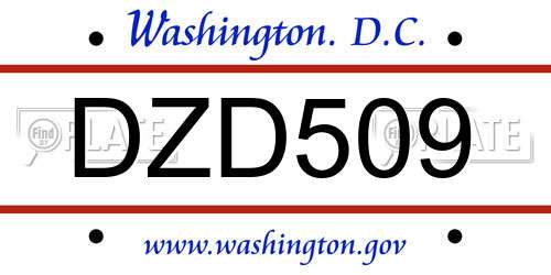 DZD509 District Of Columbia License Plate