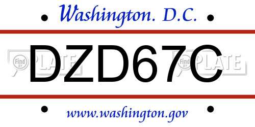 DZD67C District Of Columbia License Plate