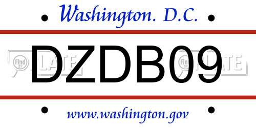 DZDB09 District Of Columbia License Plate