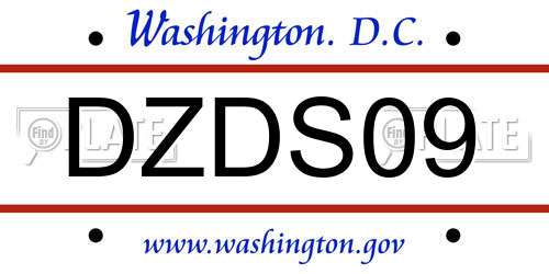 DZDS09 District Of Columbia License Plate