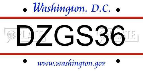 DZGS36 District Of Columbia License Plate