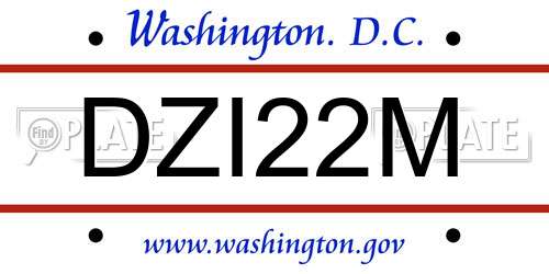 DZI22M District Of Columbia License Plate