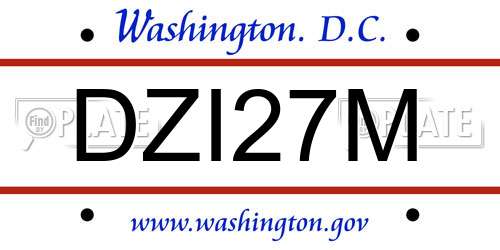 DZI27M District Of Columbia License Plate