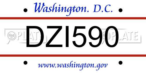 DZI590 District Of Columbia License Plate