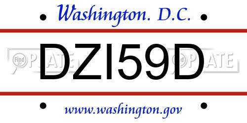DZI59D District Of Columbia License Plate