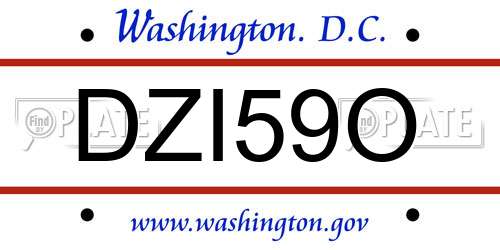 DZI59O District Of Columbia License Plate