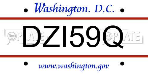 DZI59Q District Of Columbia License Plate