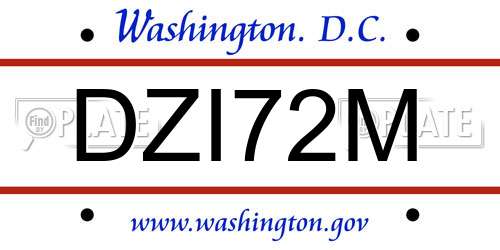 DZI72M District Of Columbia License Plate