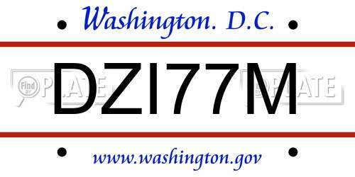 DZI77M District Of Columbia License Plate