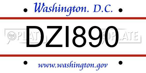 DZI890 District Of Columbia License Plate