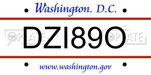 DZI89O District Of Columbia License Plate