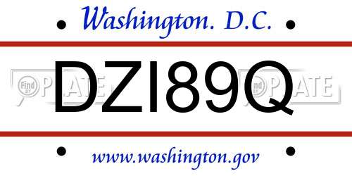 DZI89Q District Of Columbia License Plate