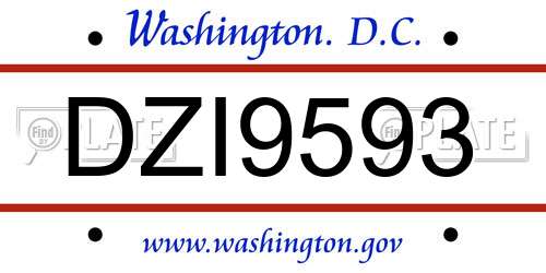 DZI9593 District Of Columbia License Plate