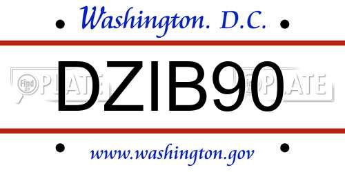 DZIB90 District Of Columbia License Plate