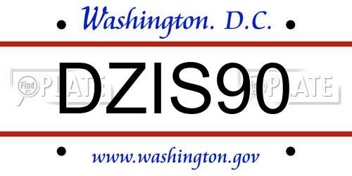 DZIS90 District Of Columbia License Plate