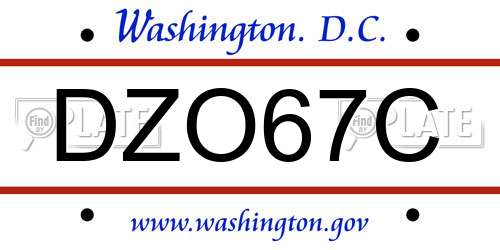 DZO67C District Of Columbia License Plate