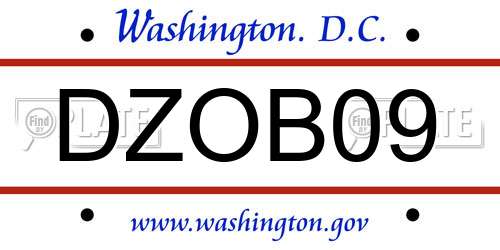 DZOB09 District Of Columbia License Plate