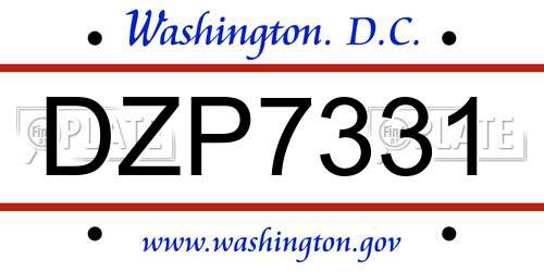 DZP7331 District Of Columbia License Plate