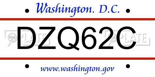 DZQ62C District Of Columbia License Plate