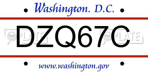 DZQ67C District Of Columbia License Plate