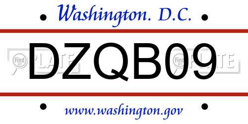 DZQB09 District Of Columbia License Plate