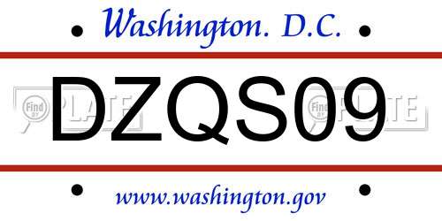 DZQS09 District Of Columbia License Plate