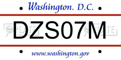 DZS07M District Of Columbia License Plate