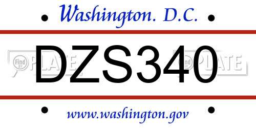 DZS340 District Of Columbia License Plate
