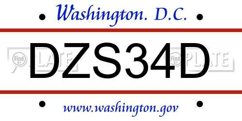 DZS34D District Of Columbia License Plate