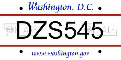 DZS545 District Of Columbia License Plate