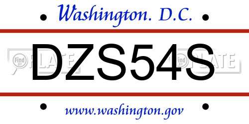 DZS54S District Of Columbia License Plate