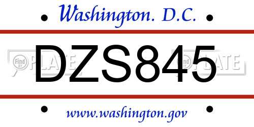 DZS845 District Of Columbia License Plate