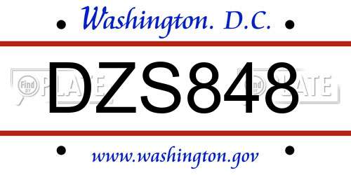 DZS848 District Of Columbia License Plate