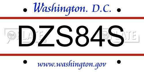 DZS84S District Of Columbia License Plate