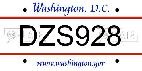 DZS928 District Of Columbia License Plate