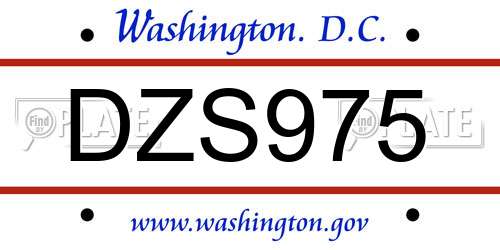 DZS975 District Of Columbia License Plate