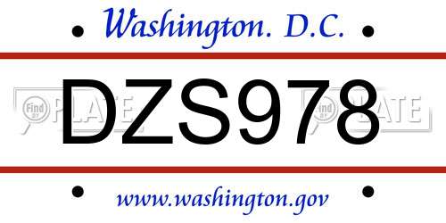 DZS978 District Of Columbia License Plate