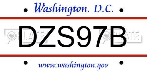 DZS97B District Of Columbia License Plate