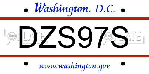DZS97S District Of Columbia License Plate