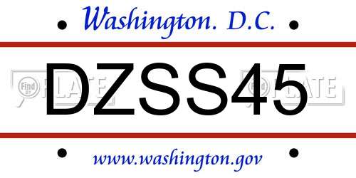 DZSS45 District Of Columbia License Plate
