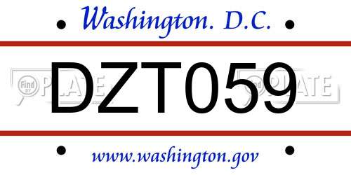 DZT059 District Of Columbia License Plate