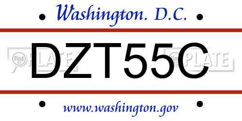 DZT55C District Of Columbia License Plate