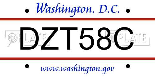 DZT58C District Of Columbia License Plate