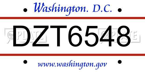 DZT6548 District Of Columbia License Plate