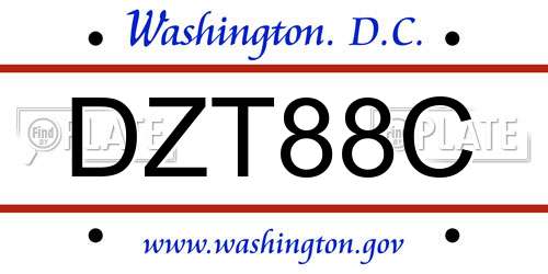 DZT88C District Of Columbia License Plate