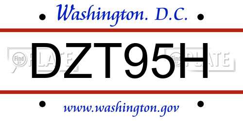 DZT95H District Of Columbia License Plate