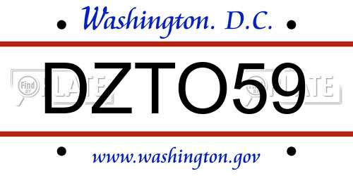 DZTO59 District Of Columbia License Plate