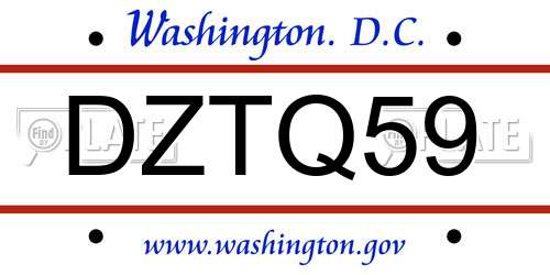 DZTQ59 District Of Columbia License Plate