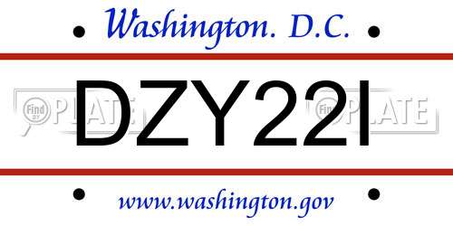 DZY22I District Of Columbia License Plate