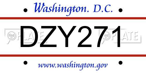 DZY271 District Of Columbia License Plate